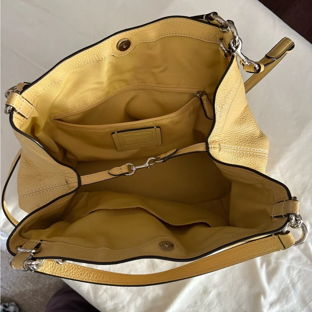 Coach Soft Yellow Leather Shoulder Bag - Picture 8 of 16